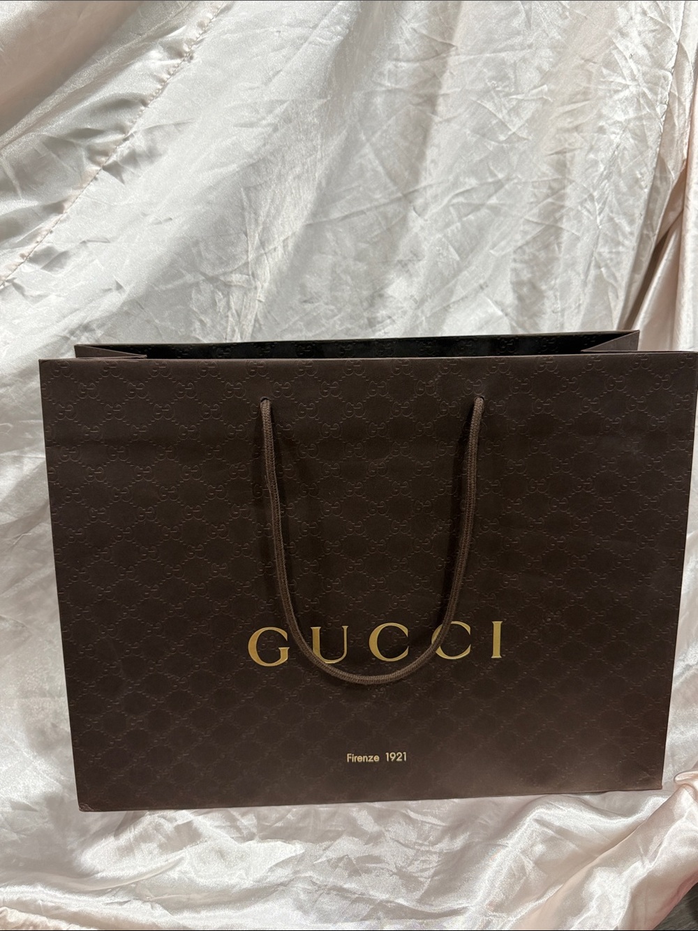 Gucci Dark Brown Shopping Bag with Gold Logo